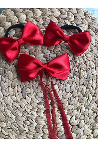 3pcs Red Satin Ribbon Buckle Set New Year School Party