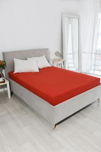 Juellhome 180X200 cm Oversized Double Elastic Combed Cotton Bed Sheet - Without Pillow Cover