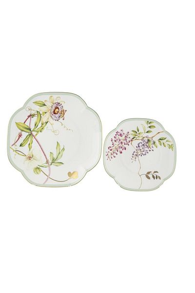 Mikasa Moor Happily 4 Pieces Set of 2 Cake and Serving Plates 19cm and 25cm