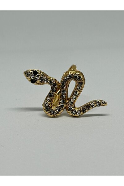 Eslem Aksesuar Gold altın renk kadın yüzük ayarlanabilir taşlı yılan yüzük