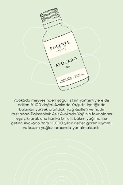 Polente Natural Avokado Yağı - Soğuk Sıkım (50 Ml)