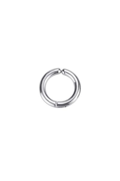 Smooth Carts 316l Surgical Steel Unisex Silver Color Compressed Steel Round Hoop Earrings For Ears Without Hole