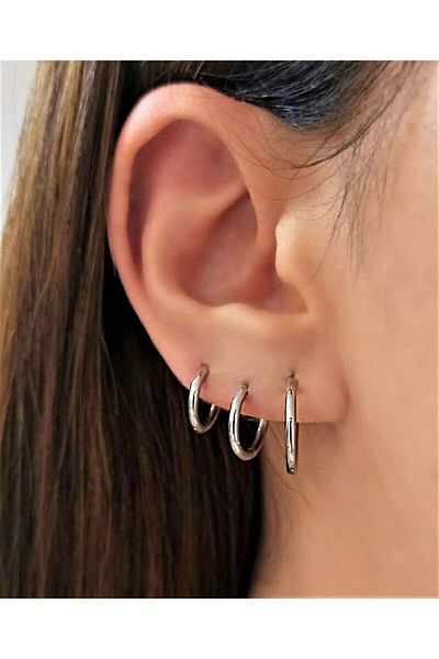 Smooth Carts Surgical Steel Hoop Earrings - 3 Pieces 10mm12mm14mm Set