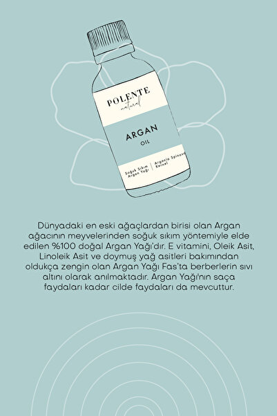 Polente Natural Argan Yağı - Soğuk Sıkım 50 ml