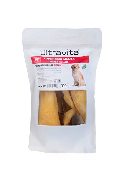 ULTRAVİTA 100 Gr %100 Doğal Yüksek Proteinli Kurutulmuş Dana Kulak Çiğnemelik Köpek Ödül Maması