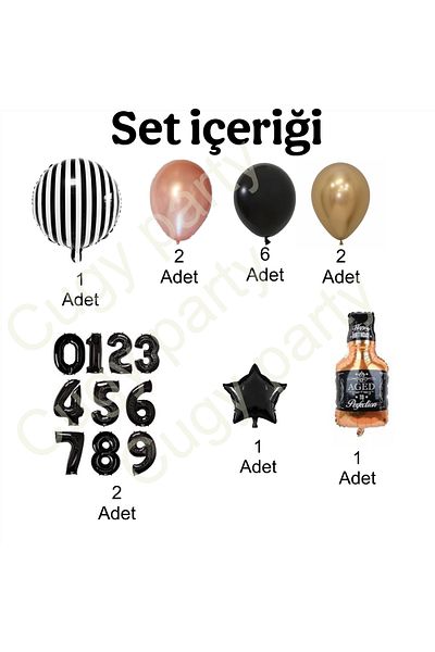 CUGY Adult 30 Years Old Whiskey Foil Balloon Themed Special Day Birthday Celebration Set