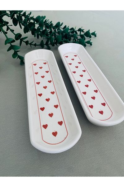 VENÜS HOME DECORATION حامل زيتون بيضاوي مكون من قطعتين على شكل قلب أحمر