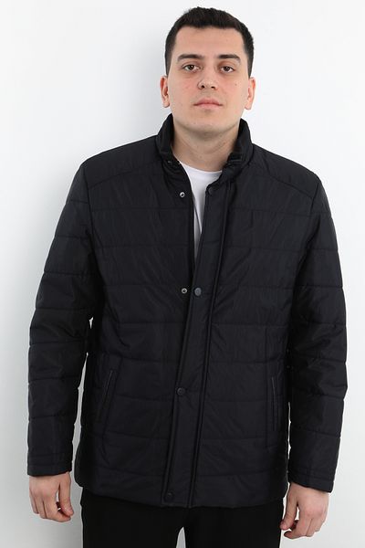 Veli Önkal Men's Coat with Stand Collar and Fleece Inside and Zipper Closure
