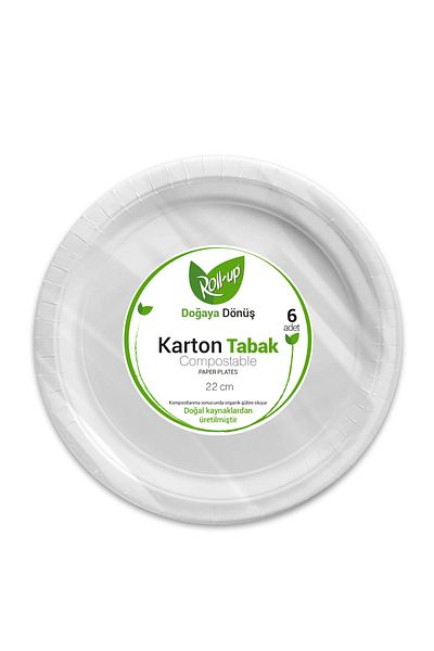 minik shop Eco-Friendly 22cm 6 Roll-Up Cardboard Plates