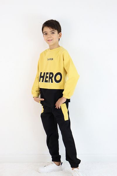 Pijamella Boy's 2-Piece Set Oversize Sweatshirt-Waist Elastic Bottom Tracksuit Set
