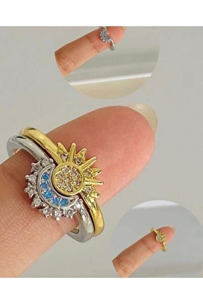 StainlessStore Çift Yüzük Güneş Ve Ay Sevgili Arkadaşlık Ayarlanabilir Yüzüğü...