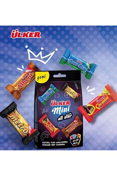 Ülker عبوة ميني أول ستار المختلطة 91 جم - حلوى