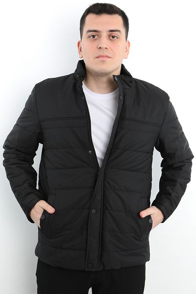 Veli Önkal Stand Collar Men's Jacket with Pockets and Zipper Closure