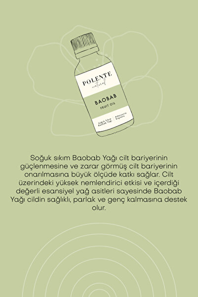 Polente Natural Baobab Yağı Soğuk Sıkım 30 ml