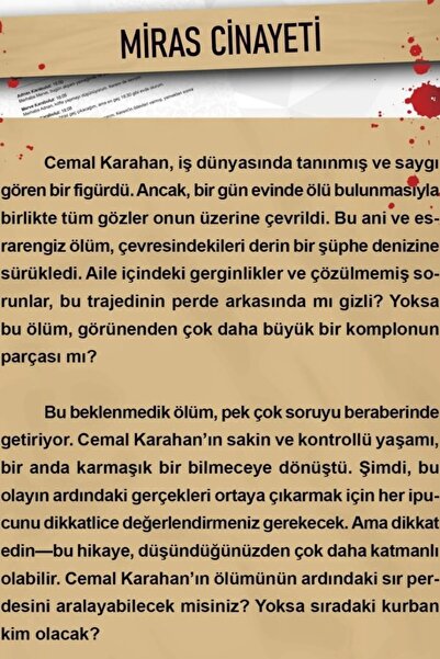 Doğan Oyuncak Dünyası Heritage Murder Detective Game - Case Solving Game - Crime Solving Game - Murder Game Murder Solving