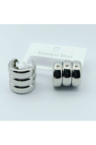 PERİYOLU Steel Waterfowl Pelo Earrings Silver Color