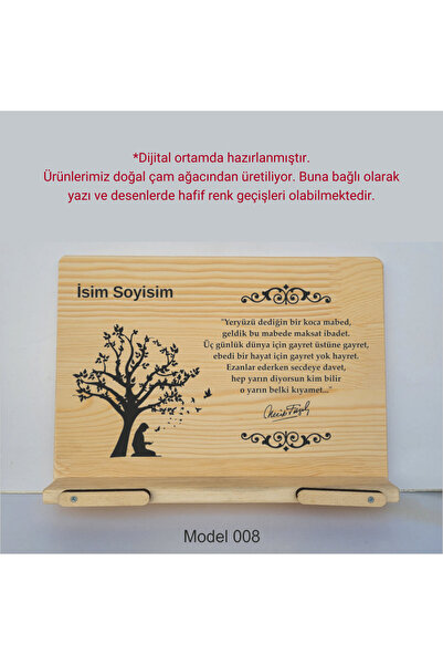 münzevi İsme Özel Masaüstü Rahle/ Kitap Tutucu - Necip Fazıl Sözlü Kadın Silü...