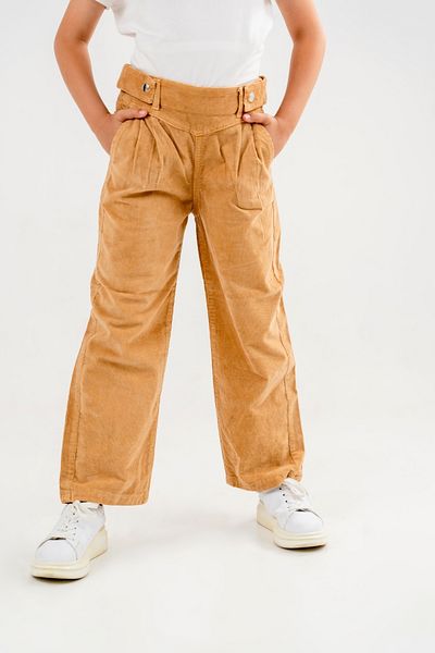 GİYİCEM TEKSTİL Girl's Pleated Waist Detailed Chenille Trousers 2527