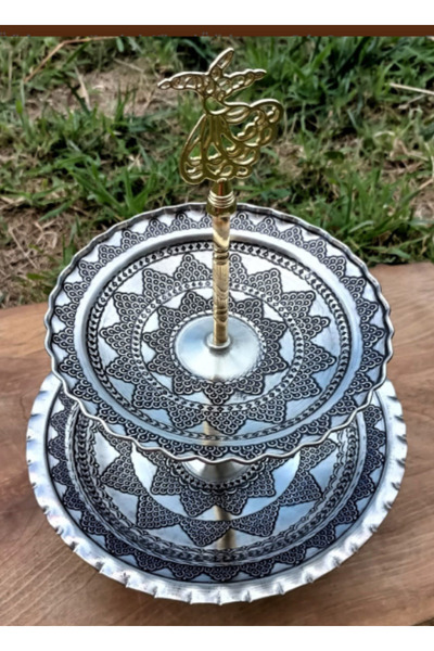 Efsoon Organics İşlemeli İki Katlı Bakır Çerezlik