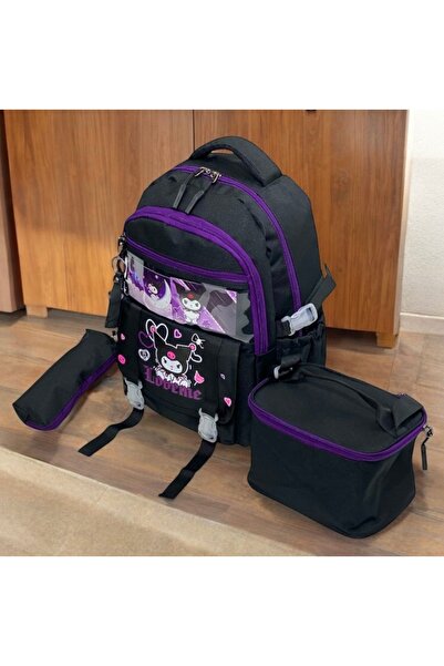 JOJO KIDS Primary and Secondary School Children's Kuromi Waterproof Bag Set - Set of Three
