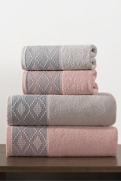 Miss Paris Home Комплект Zenra Hammam - Комплект кърпи за баня от 4 части, 100% памук