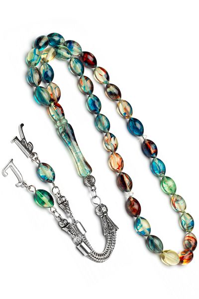 OTTOTESBİH Men's Letter Tassel Bonibon Amber Rosary