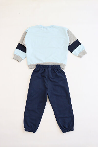 Pijamella Erkek Çocuk 2'li Takım Smile Baskılı Oversize  Sweatshirt-Beli Lastikli Alt Eşofman Takımı