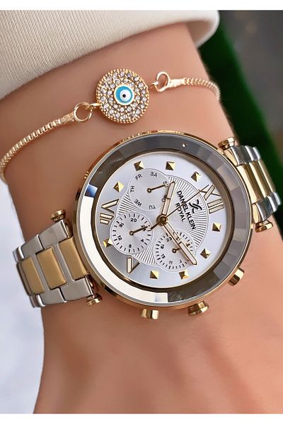 Daniel Klein Brand Yellow Silver Color Women's Wristwatch - Bracelet