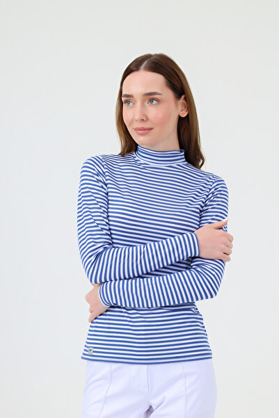 Viridi Medical Fashion Рибарска яка с ивици, индиго и бяло