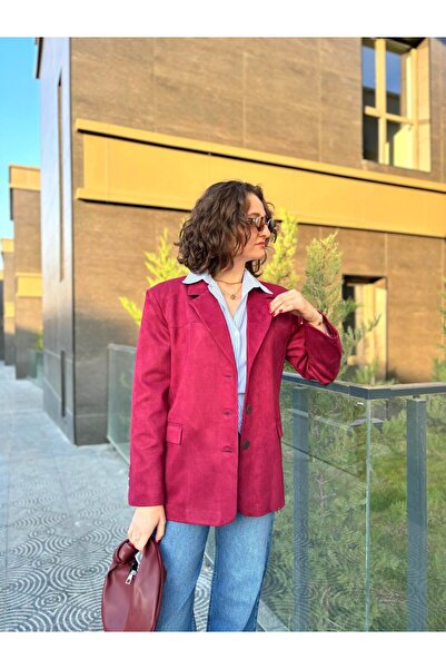 Butik Kemik Düğme Detaylı Nubuk Ceket