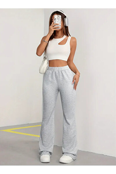 CAONNES Γκρι εύκαμπτο άνετο ύφασμα - Γυναικεία φούτερ με χαλαρή εφαρμογή SHAH...