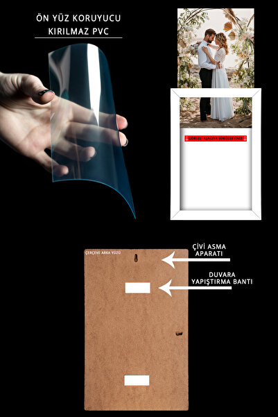 yhfoto 9 Adet 25x25 Çerçeve - Beyaz Çerçeve - Mdf Kare Çerçeve - Fotoğraf Çerçeve Seti