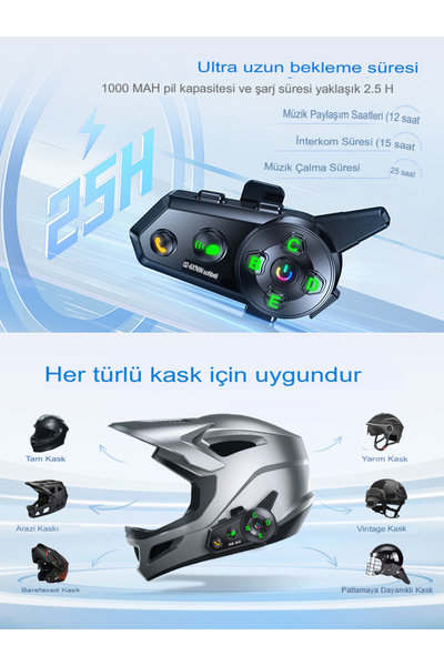 EN SİGA 6 Kişi Eşleşmeli 2 Kişi Uyumlu Konuşmalı Motosiklet İntercom 500m Mesafeli Müzik Paylaşımlı