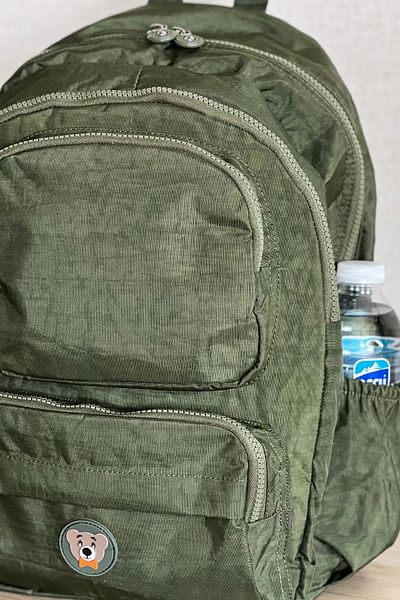NEMO BAGS Unisex Khaki Backpack - with Teddy Bear, School and Laptop Holder, Waterproof Fabric, 40X30Cm, 18Lt
