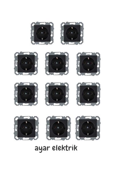 Netelsan Byobu Black Grounded Socket Frameless 11 Pieces