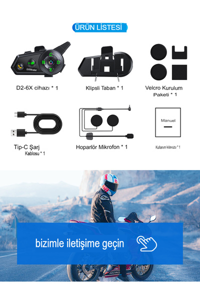 EN SİGA 6 Kişi Eşleşmeli 2 Kişi Uyumlu Konuşmalı Motosiklet İntercom 500m Mesafeli Müzik Paylaşımlı