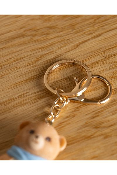 Madame Coco Paddington Bear Keychain - Salmon/Blue