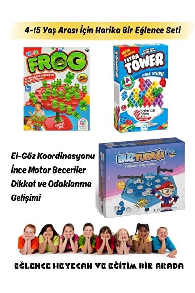 Esmay Kurbağa Frog Balance Denge Oyunu Buz Tuzağı Tetris Kule Tower Eğitici 3 Oyun Birarada