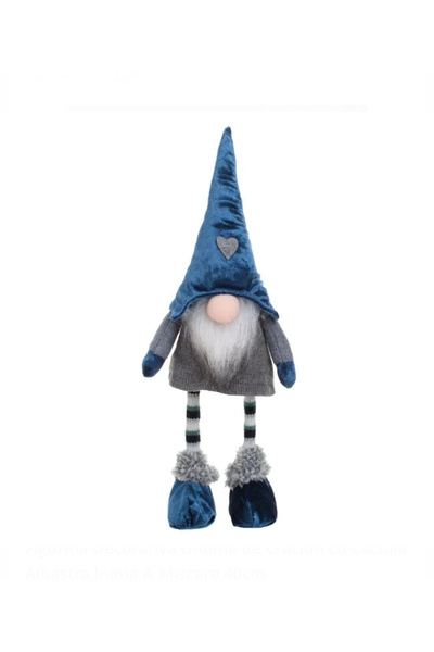 Genel Markalar Yeni Yıl Yılbaşı Gri Paltolu Mavi Şapkalı ve Kalpli Ayakta Dur...