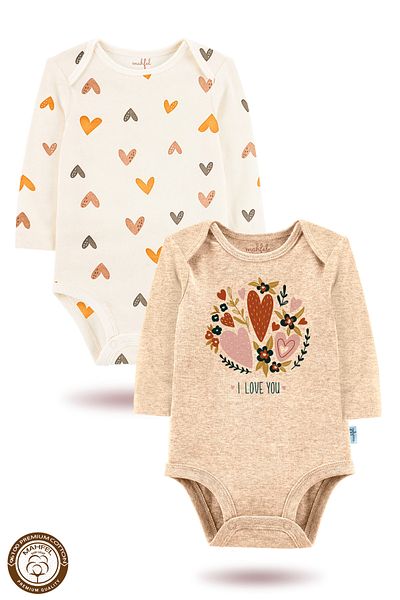 MAHFEL Organic Sleeveless Printed Baby Body with Snap Fasteners