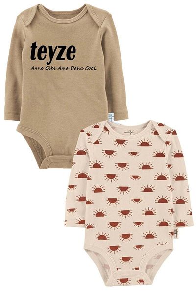 MAHFEL 2% 100% Cotton Organic Printed Baby Bodysuit with Snap Fasteners