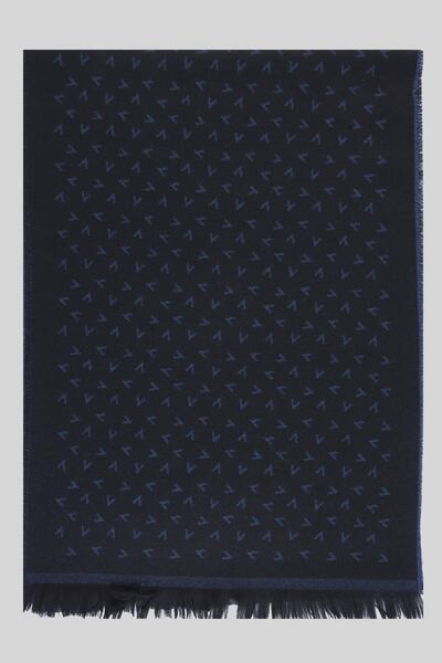 Esgue Μαύρο-Μπλε Μπλε Κασκόλ Βισκόζης με μοτίβο διπλής όψης V