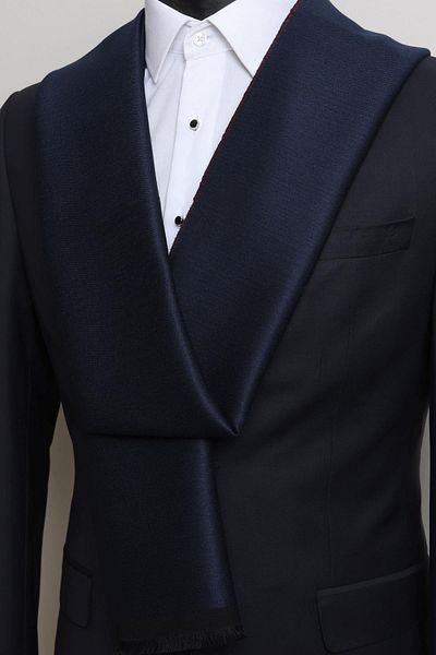 Esgue Double Sided Navy Blue-Burgundy Viscose Cashew - Special Gift Boxed