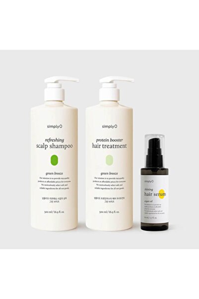 SimplyO Kore Saç Bakım Seti, Temiz Saç Derisi ve İpeksi Saçlar, Refreshing Gr...