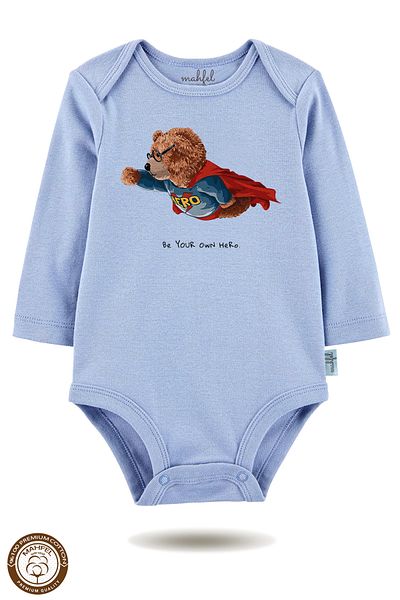 MAHFEL 100% Cotton 3-Piece Organic Printed Snap Fastener Baby Bodysuit