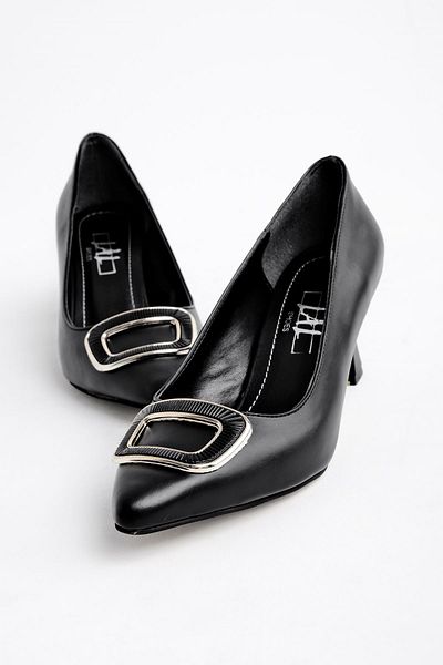 Lal Shoes & Bags Amaris Women's Square Buckle Detailed Heeled Shoes-black