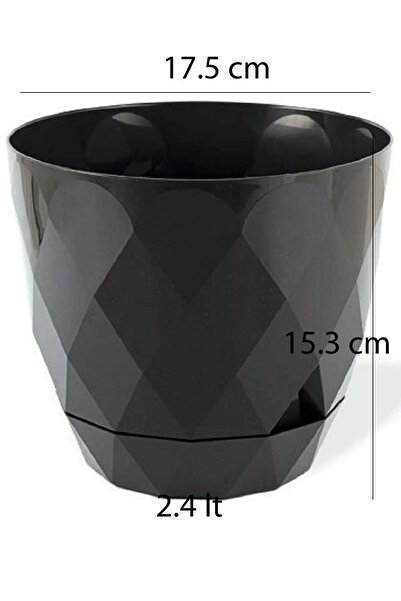 TEMMUZ HOME No 3 Büyük Boy 4 Adet Baklava Desenli Tabaklı Plastik Saksı Yakamoz 2,4 Lt