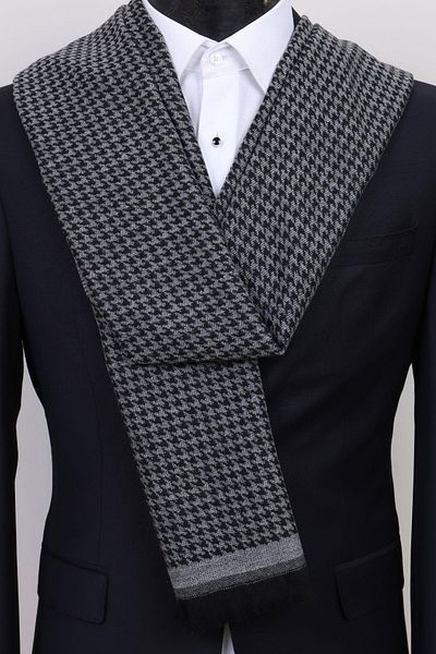 Esgue Black-Grey Double-Sided Houndstooth Patterned Viscose Camisole