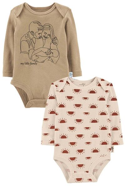 MAHFEL 2-Piece 100% Cotton Organic Printed Snap Fastener Baby Bodysuit