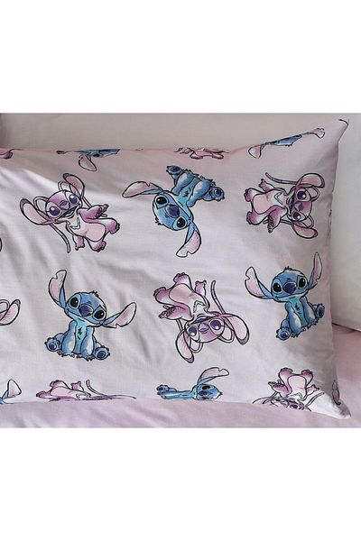 Zorluteks Stitch Pink And Lilo με μοτίβο 100% βαμβακερό ύφασμα 1 τεμάχιο μαξιλαροθήκη 50x70 cm